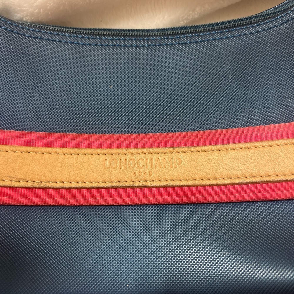 Longchamp Hobo Bag in Navy with Red and Tan Stripes - Picture 2 of 6